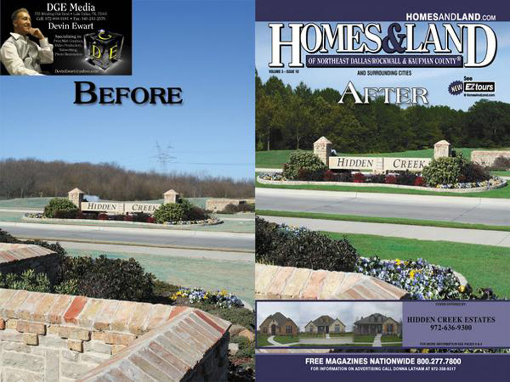 Property photograph and finished Homes and Land cover
